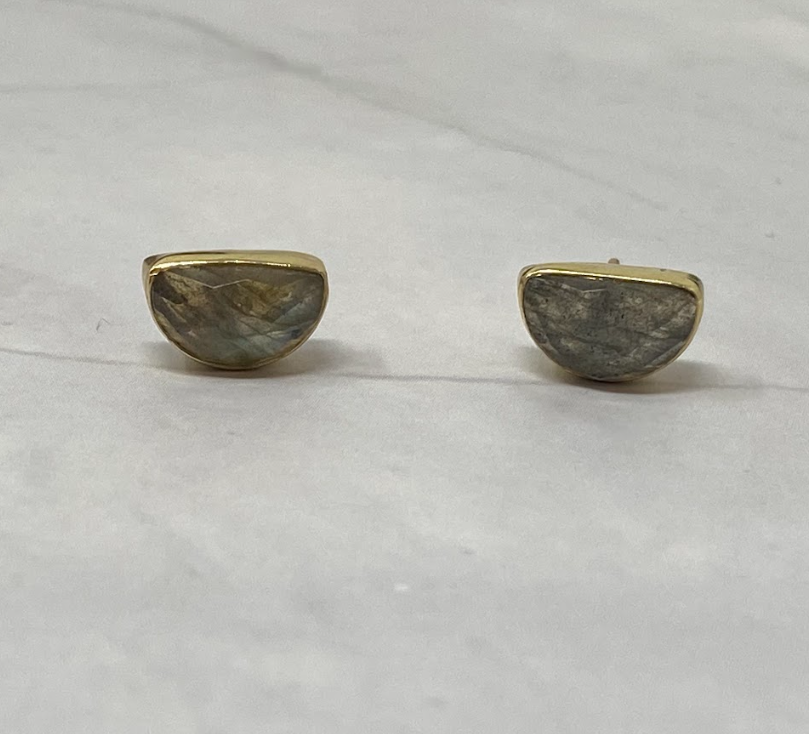 Half Moon Labradorite Studs