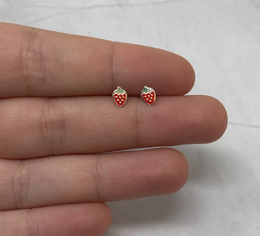 Silver Strawberry Studs