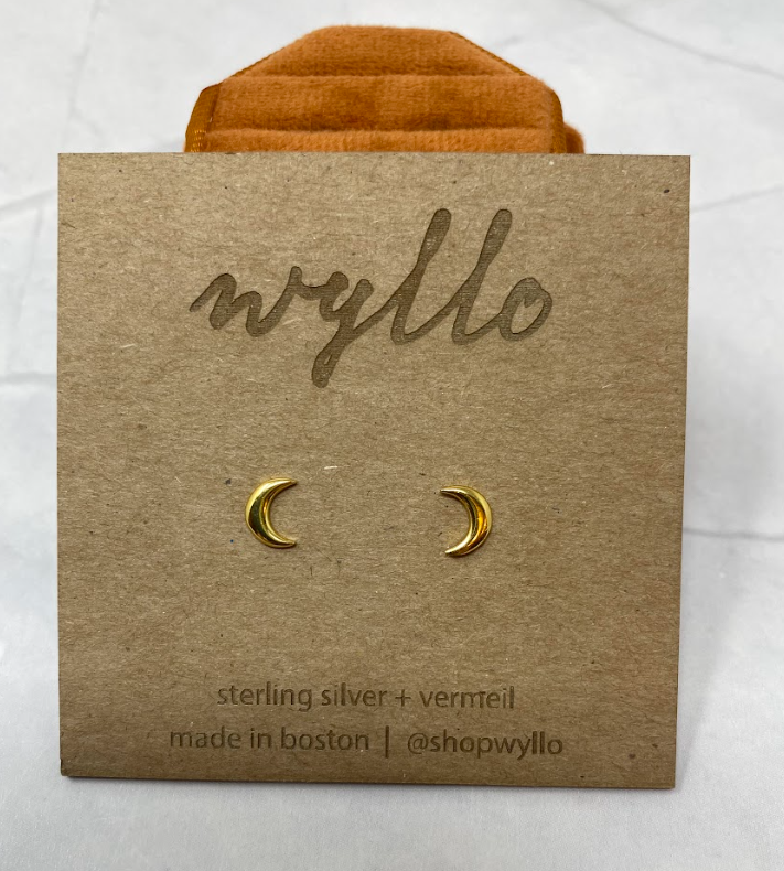 Yellow Gold Moon Studs