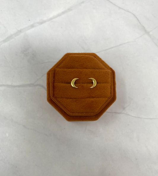 Yellow Gold Moon Studs