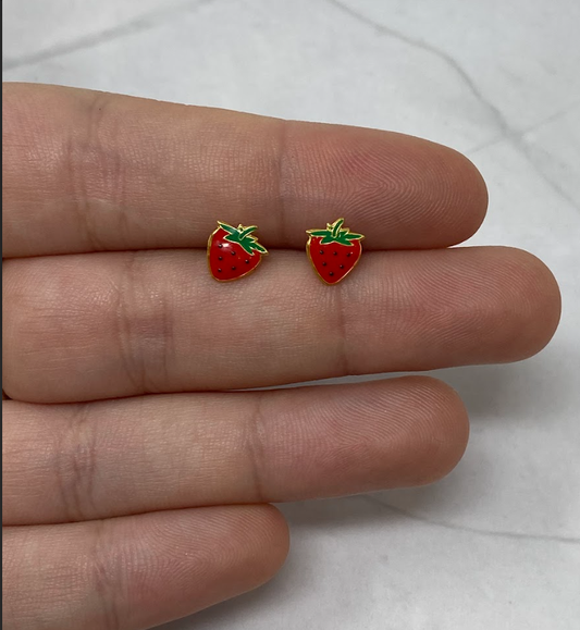 Gold Strawberry Studs