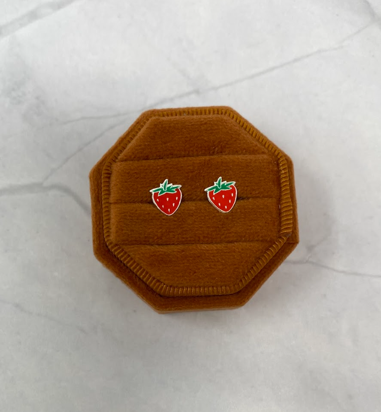 Sterling Silver Strawberry Studs