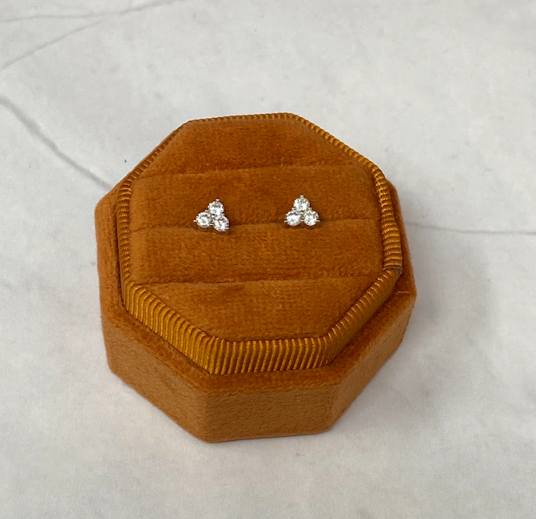 Silver CZ Triangle Studs