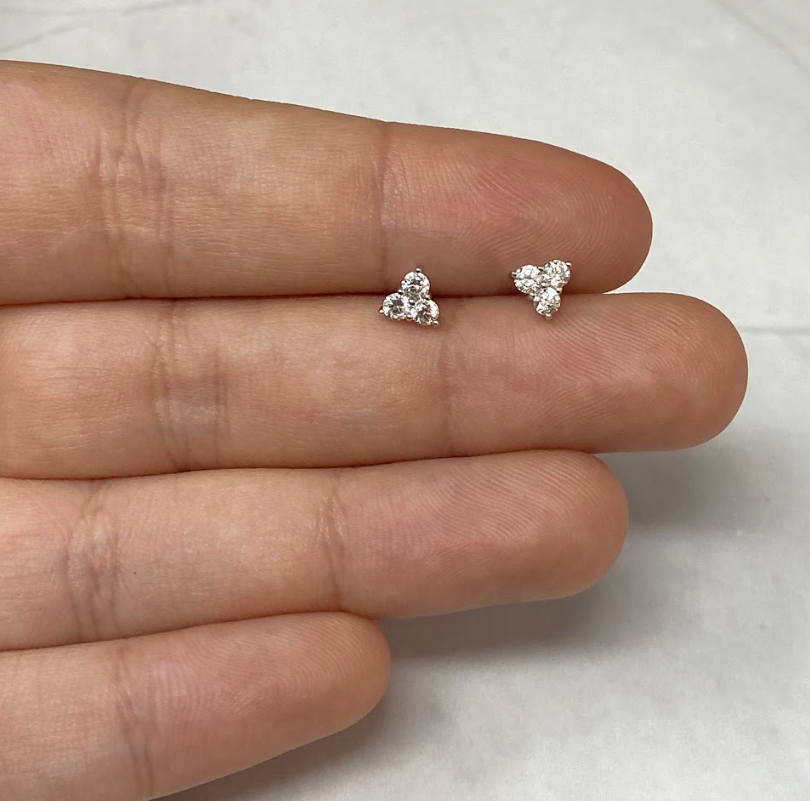Silver CZ Triangle Studs
