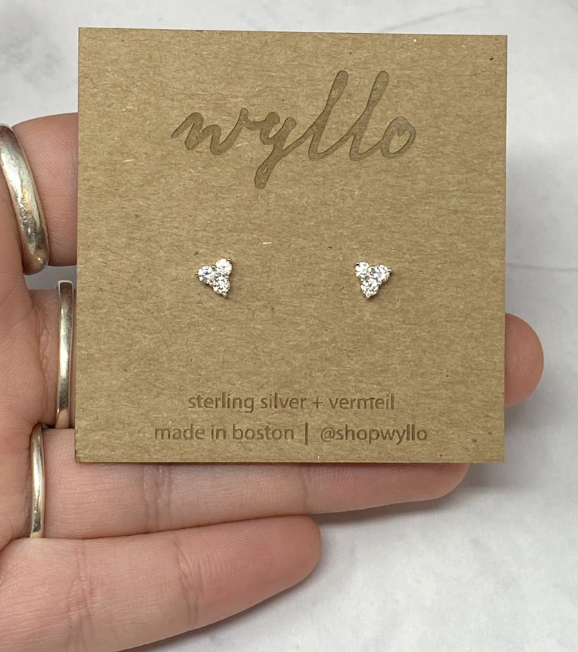 Silver CZ Triangle Studs