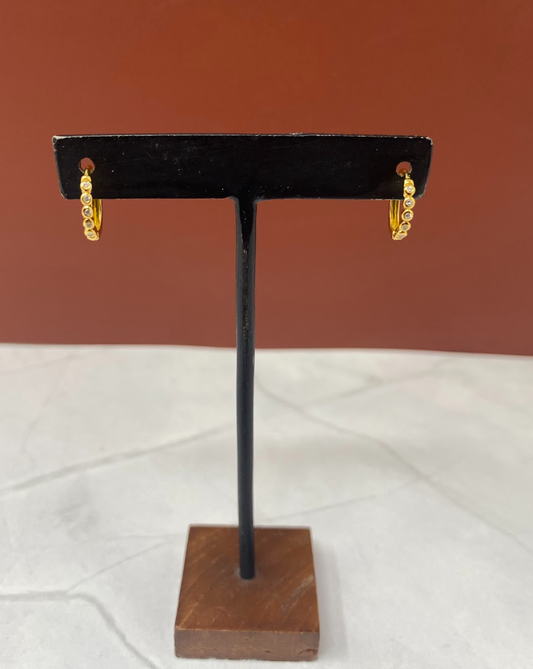 Yellow Gold CZ Bezel Huggies
