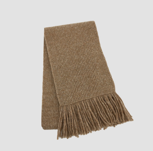 Brown Knit Tassel Scarf