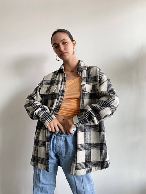 Ivory Plaid Shacket