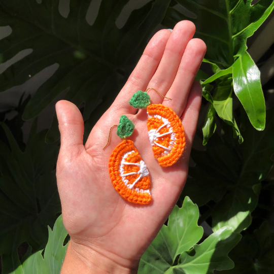 Crochet Orange Slice Earrings