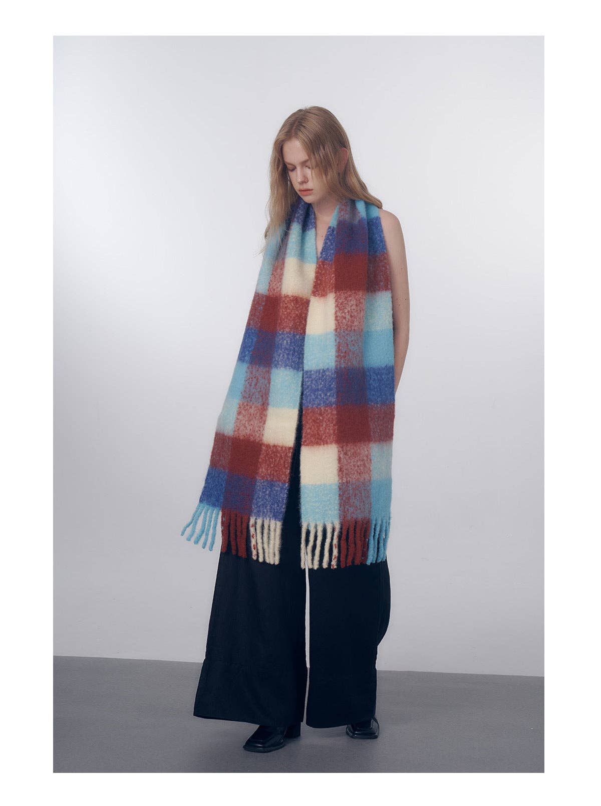 Multi Color Plaid Wool Scarf