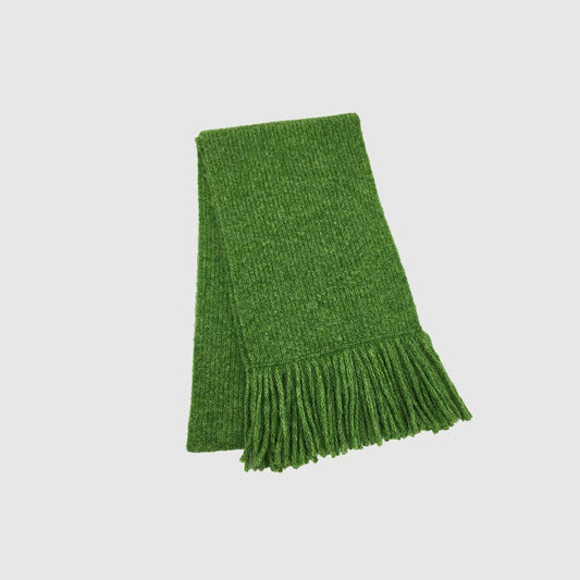 Green Knit Tassel Scarf