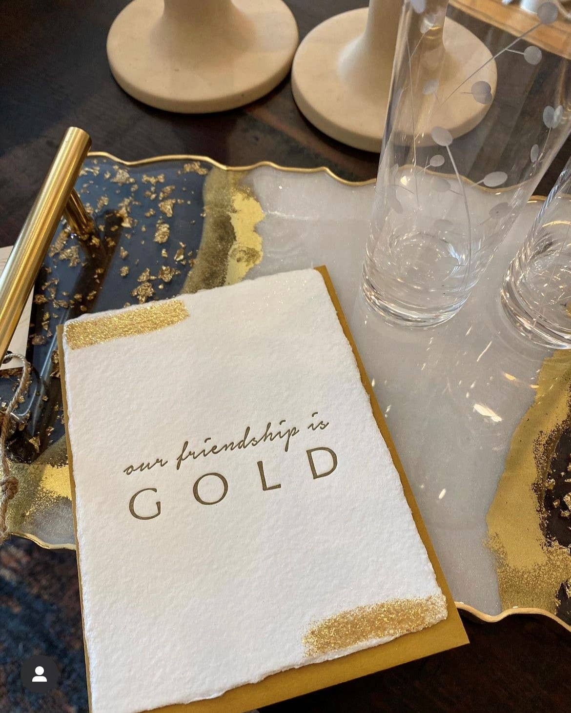 White + Gold Decorative Resin Tray