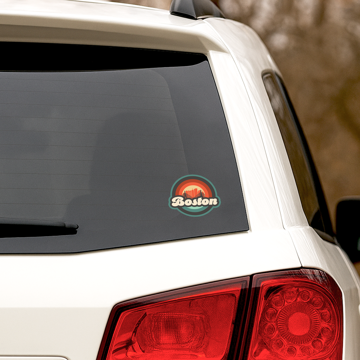 Boston City Skyline Circle Souvenir Sticker