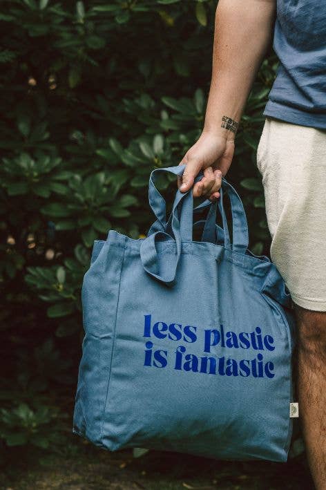 Blue Less Plastic Tote Bag