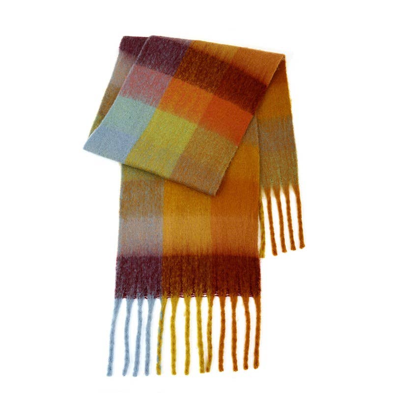 Vintage Plaid Tassel Scarf