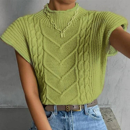 Lime Green Mock Neck Sweater Top