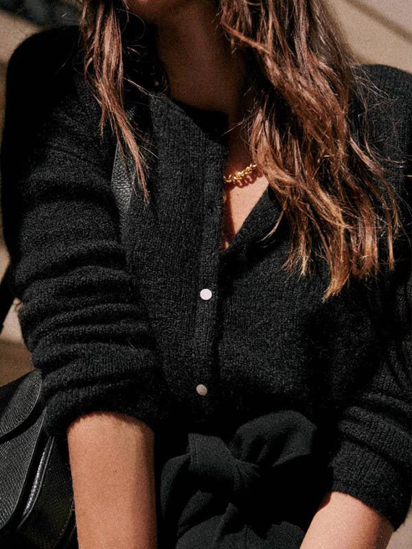 Black Crew Neck Cardigan