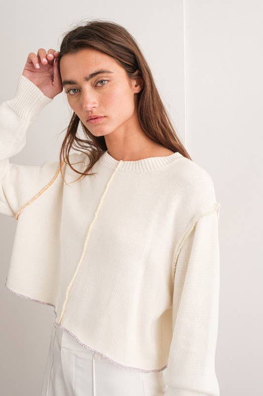 Ivory Color Block Sweater