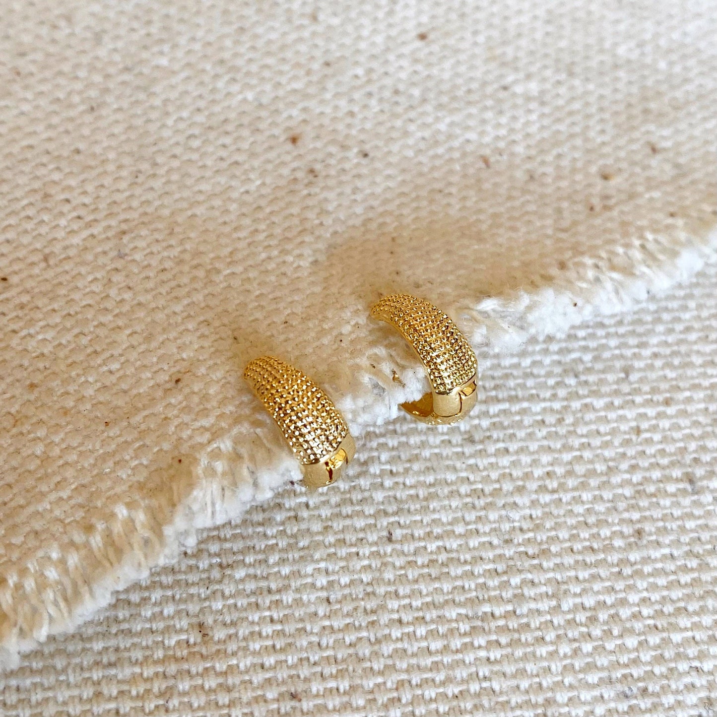 Gold Filled Tiny Textured Clicker Hoop Earrings