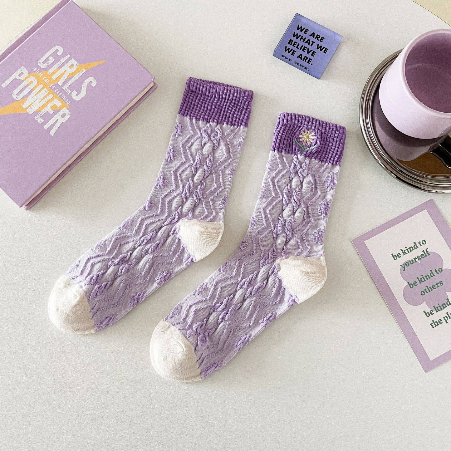Purple Floral Socks