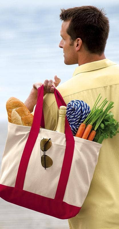 TBF Heavy Canvas Twill Two Tone Shopping Tote - TF285: Solid Natural