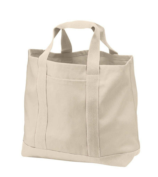 TBF Heavy Canvas Twill Two Tone Shopping Tote - TF285: Solid Natural