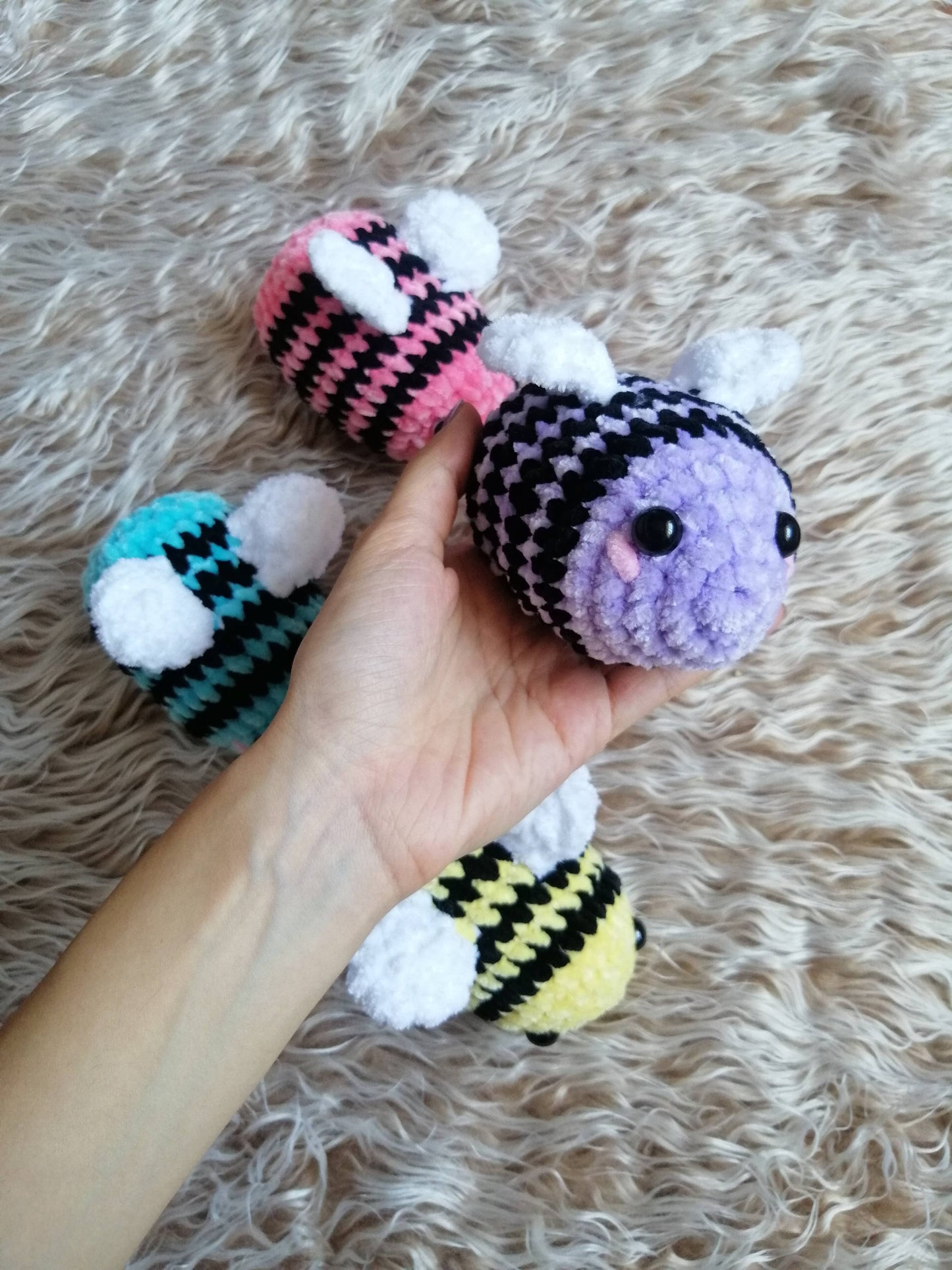 Velvet Crochet Bee Plushie