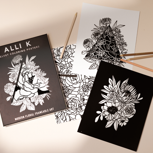 Velvet Coloring Posters: Modern Floral Frameable Wall Art