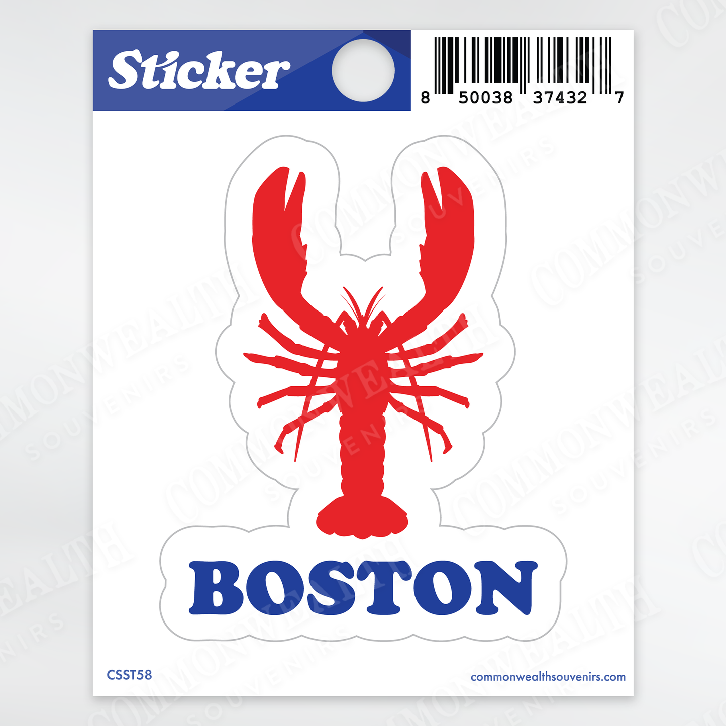 Boston Red White and Blue Lobster Souvenir Sticker