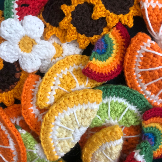 Crochet Grapefruit Slice Earrings