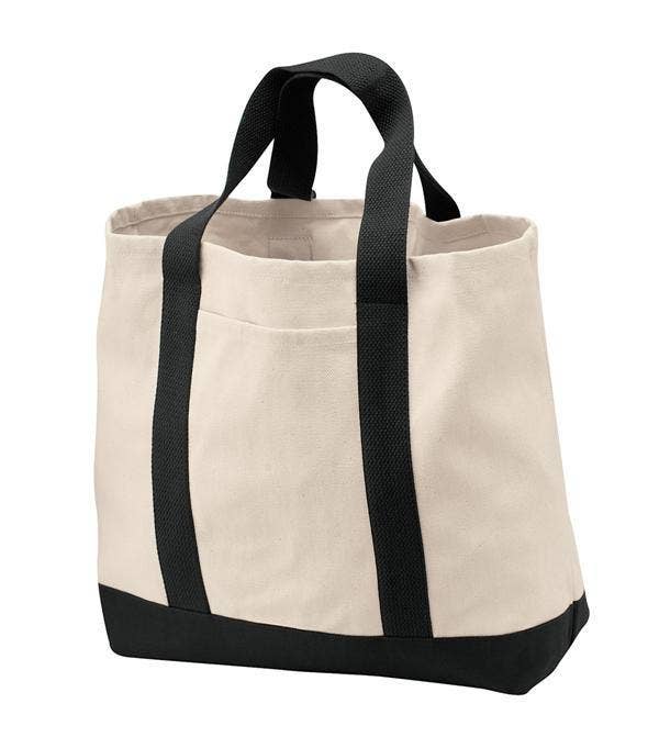 TBF Heavy Canvas Twill Two Tone Shopping Tote - TF285: Solid Natural