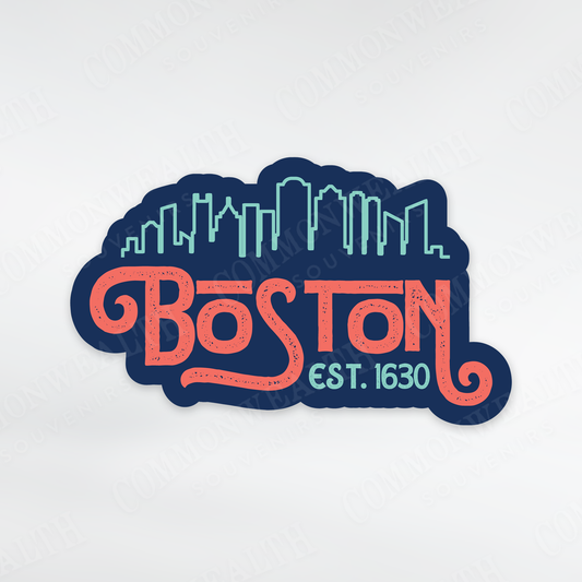 Boston Funky Word and Skyline Sticker