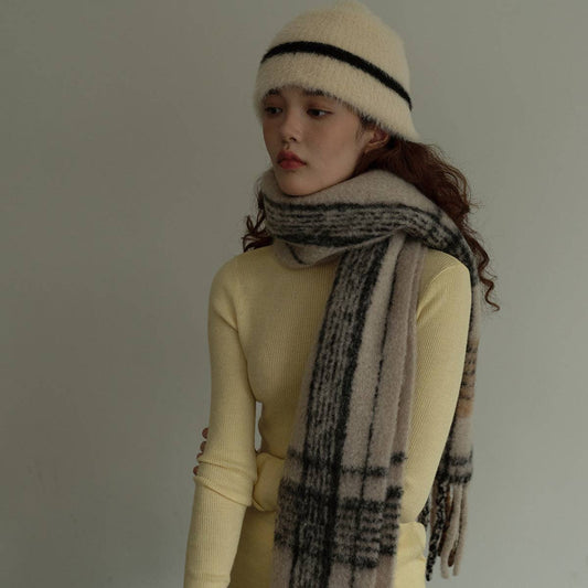 Caramel Plaid Wool Scarf