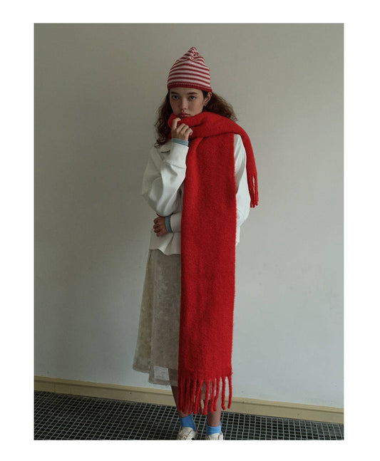 Red Tassel Wool Scarf