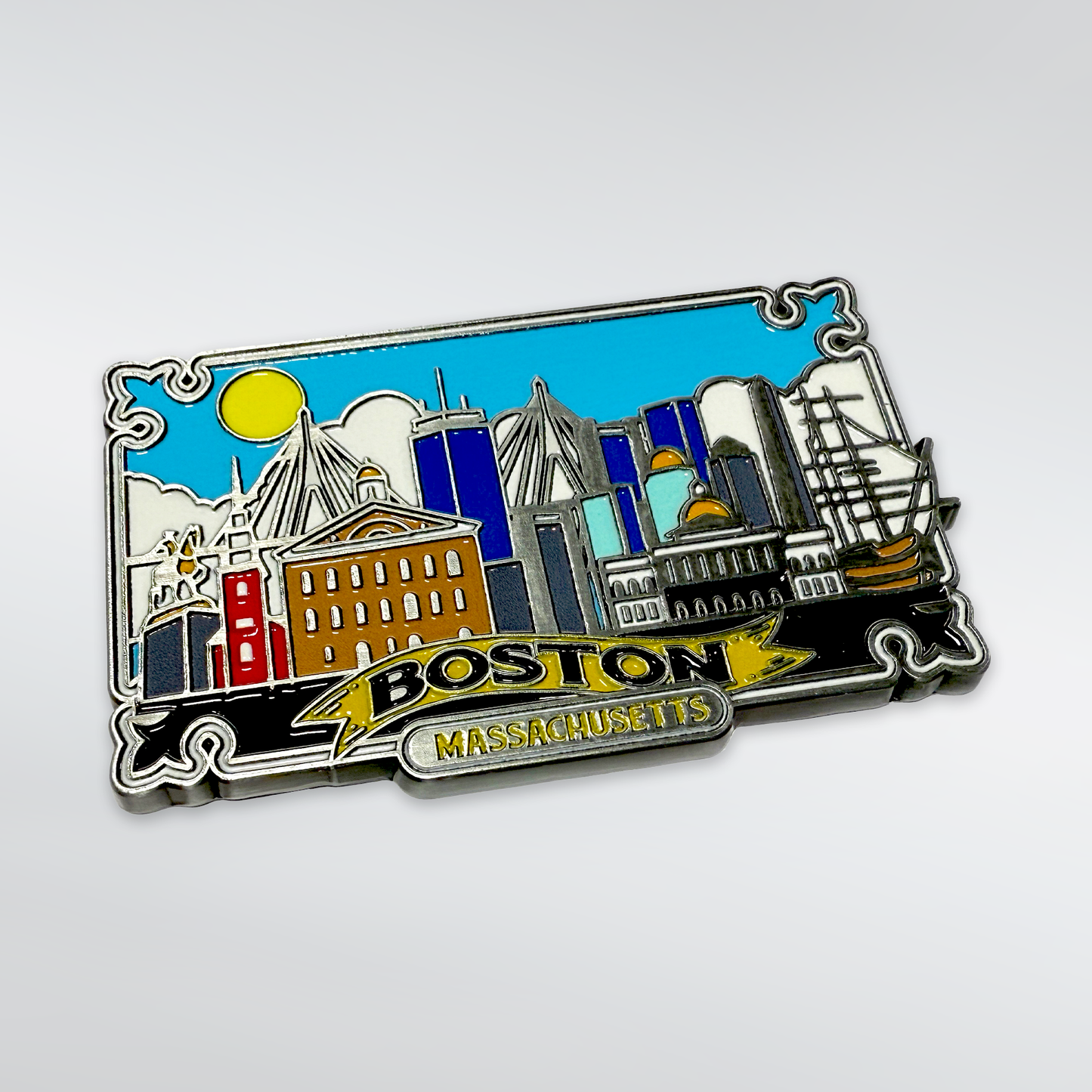Boston Color Skyline Metal Souvenir Magnet