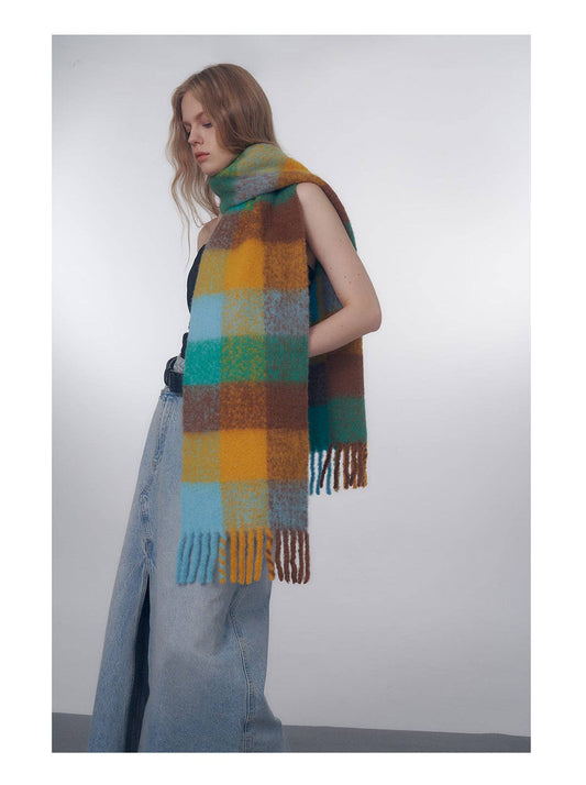 Multi Color Plaid Wool Scarf