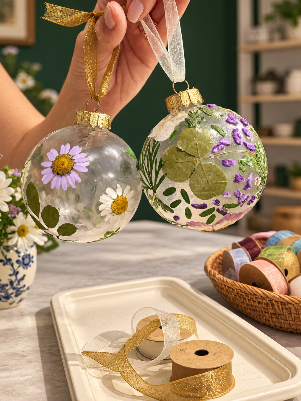 Pressed Flower Ornament Workshop - Make Two Ornaments!