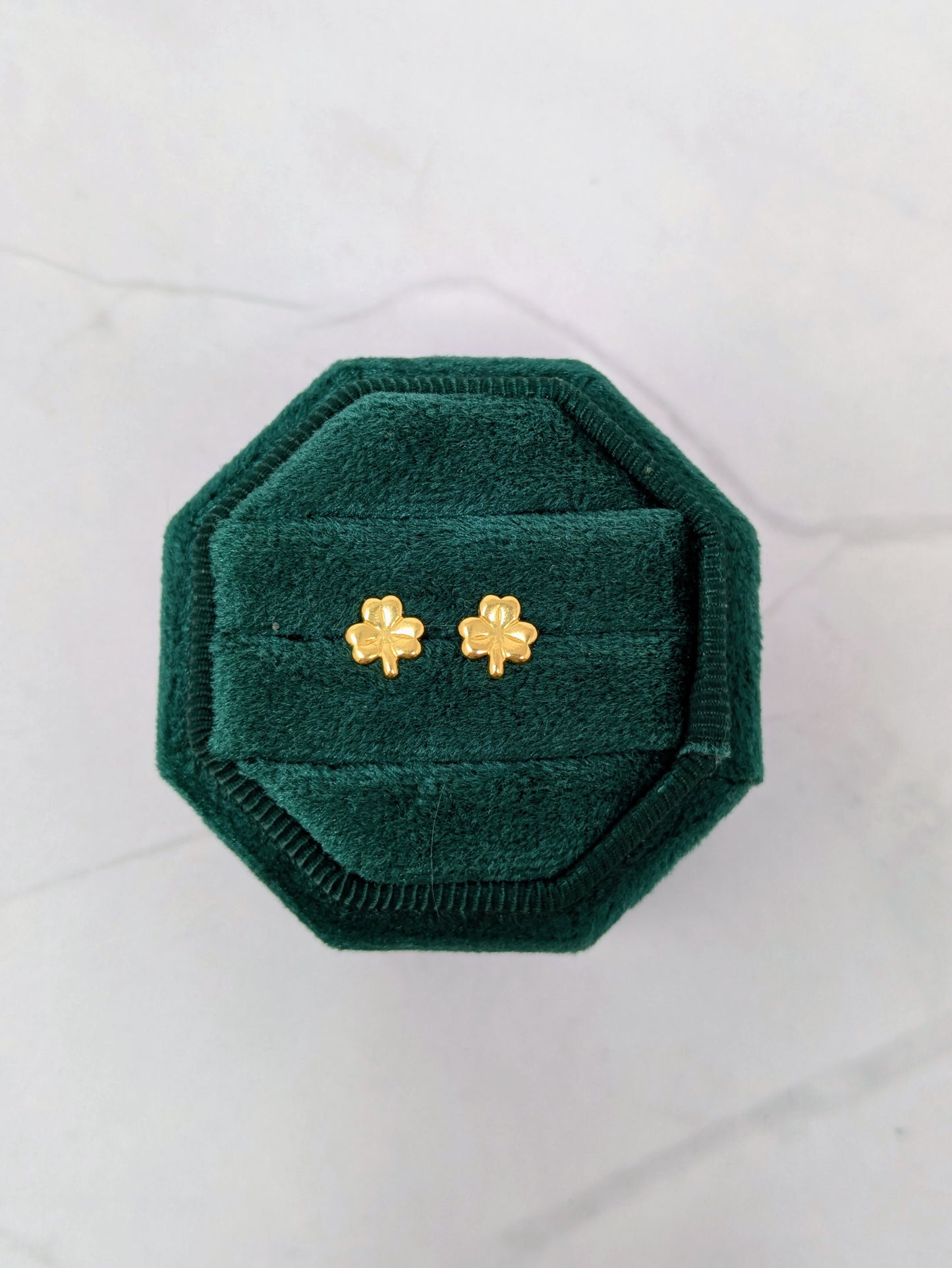 Gold Four Leaf Clover Studs