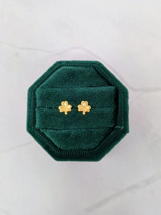Gold Four Leaf Clover Studs