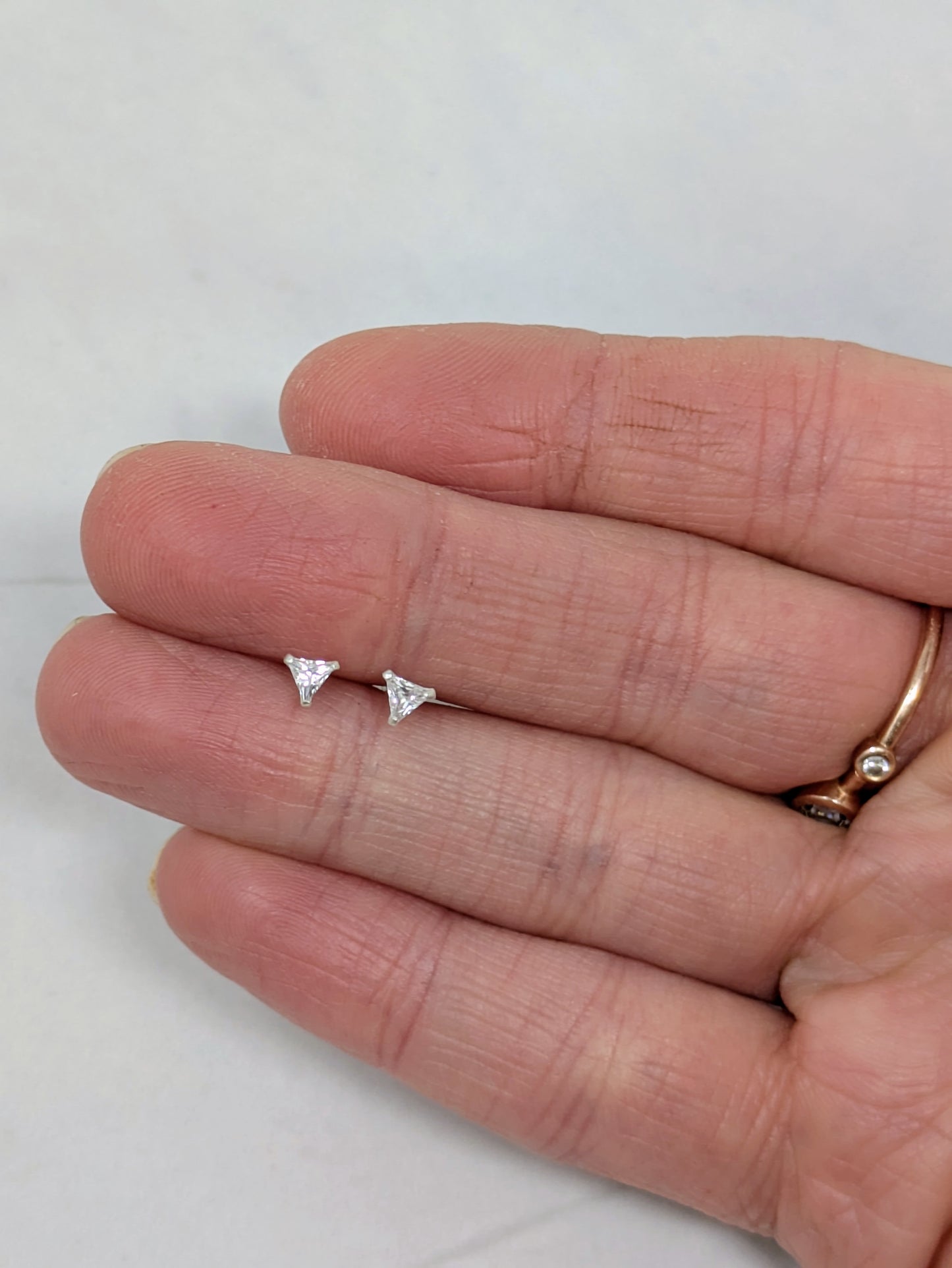 Silver CZ Triangle Studs