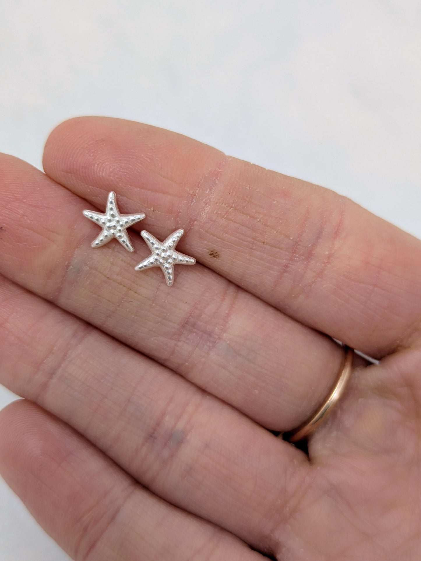 Silver Starfish Studs