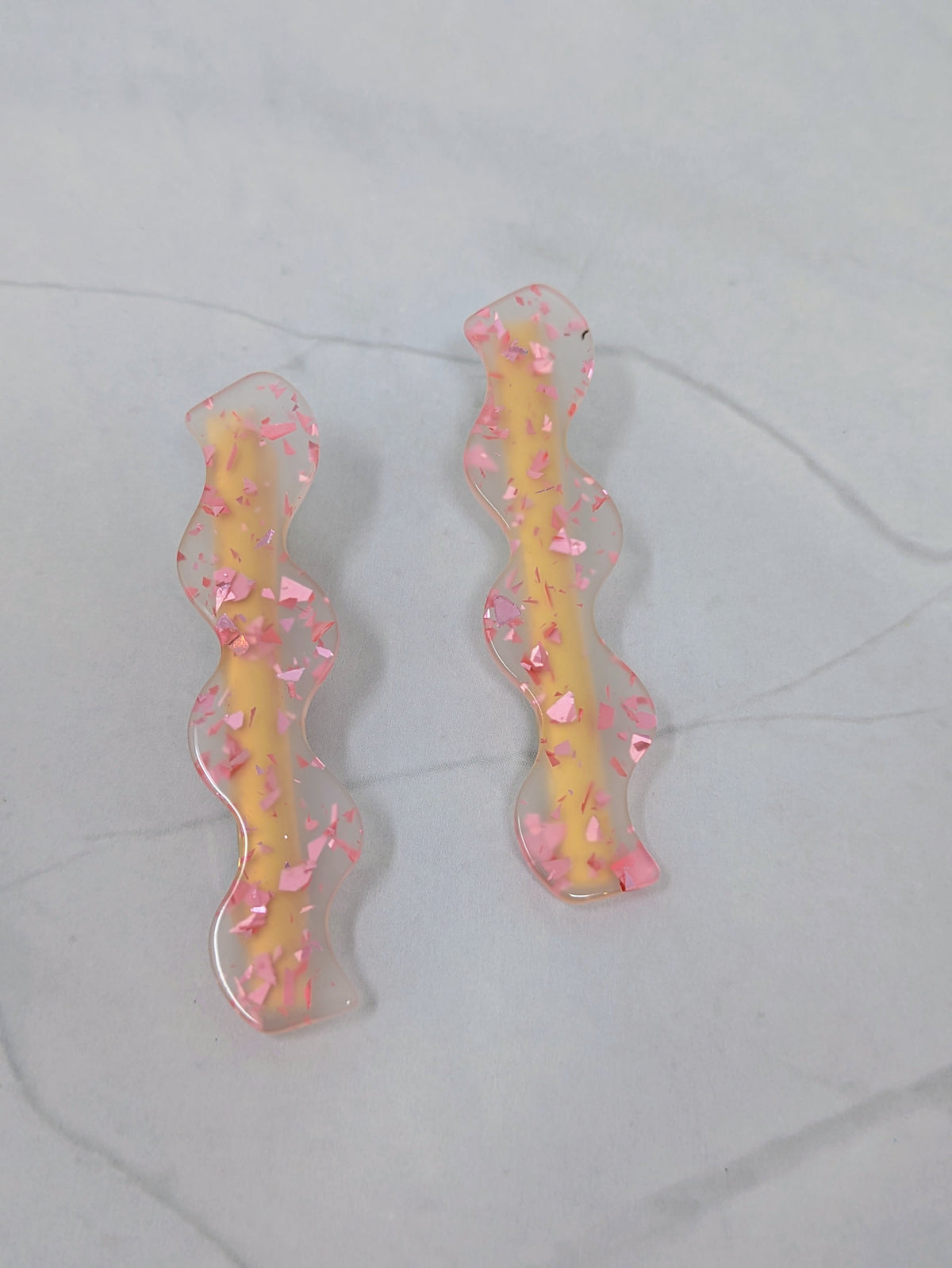 Wavy Barrette in Light Pink Metallic (Set of 2)
