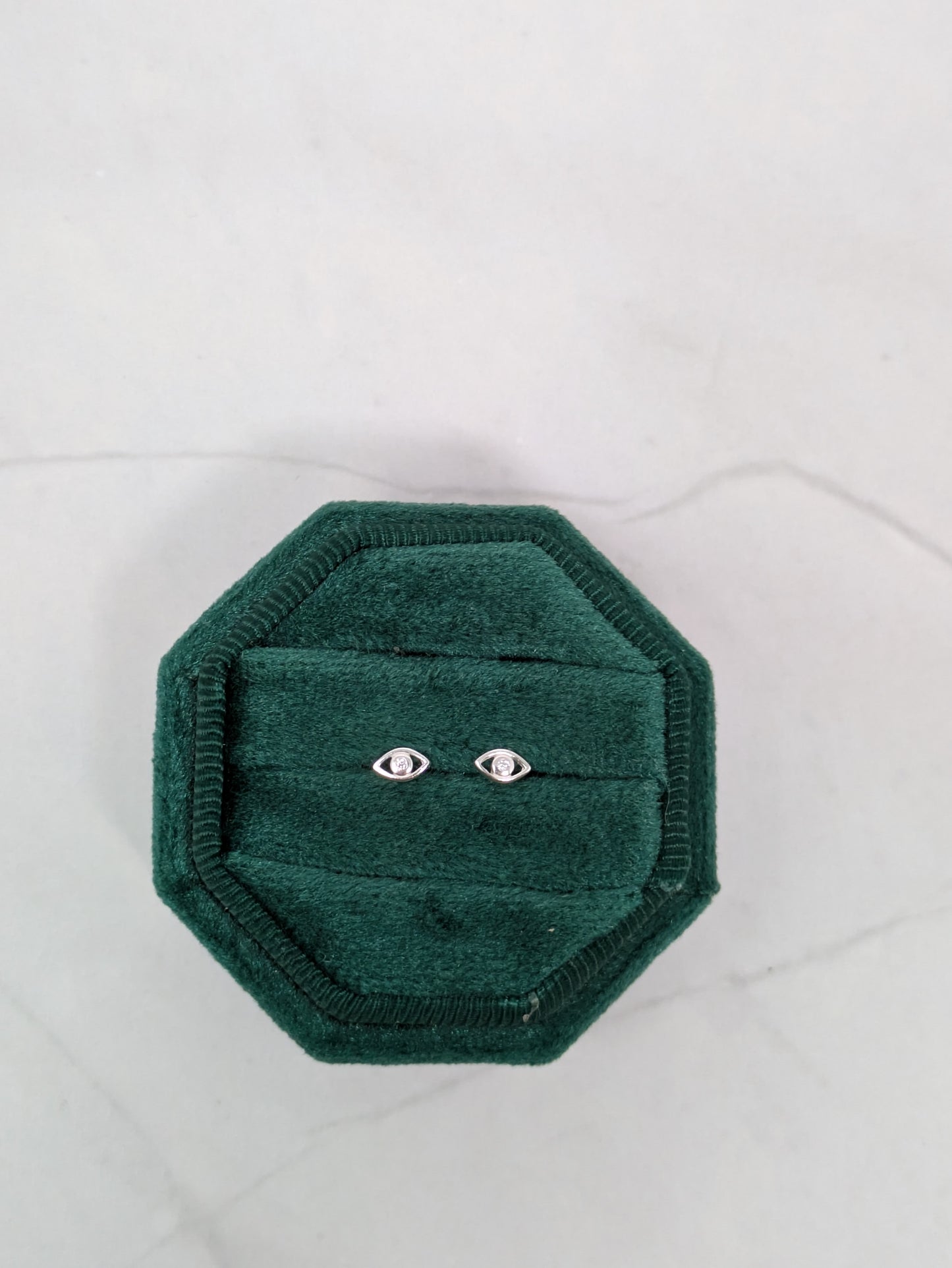 Tiny Silver CZ Eye Studs