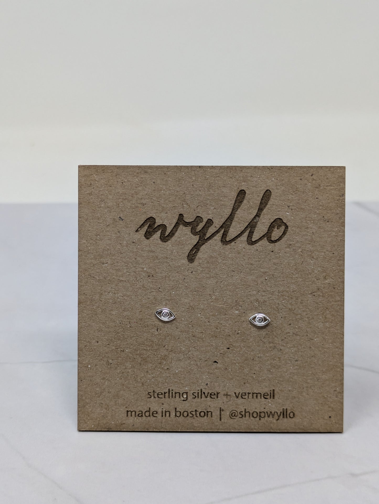 Tiny Silver CZ Eye Studs