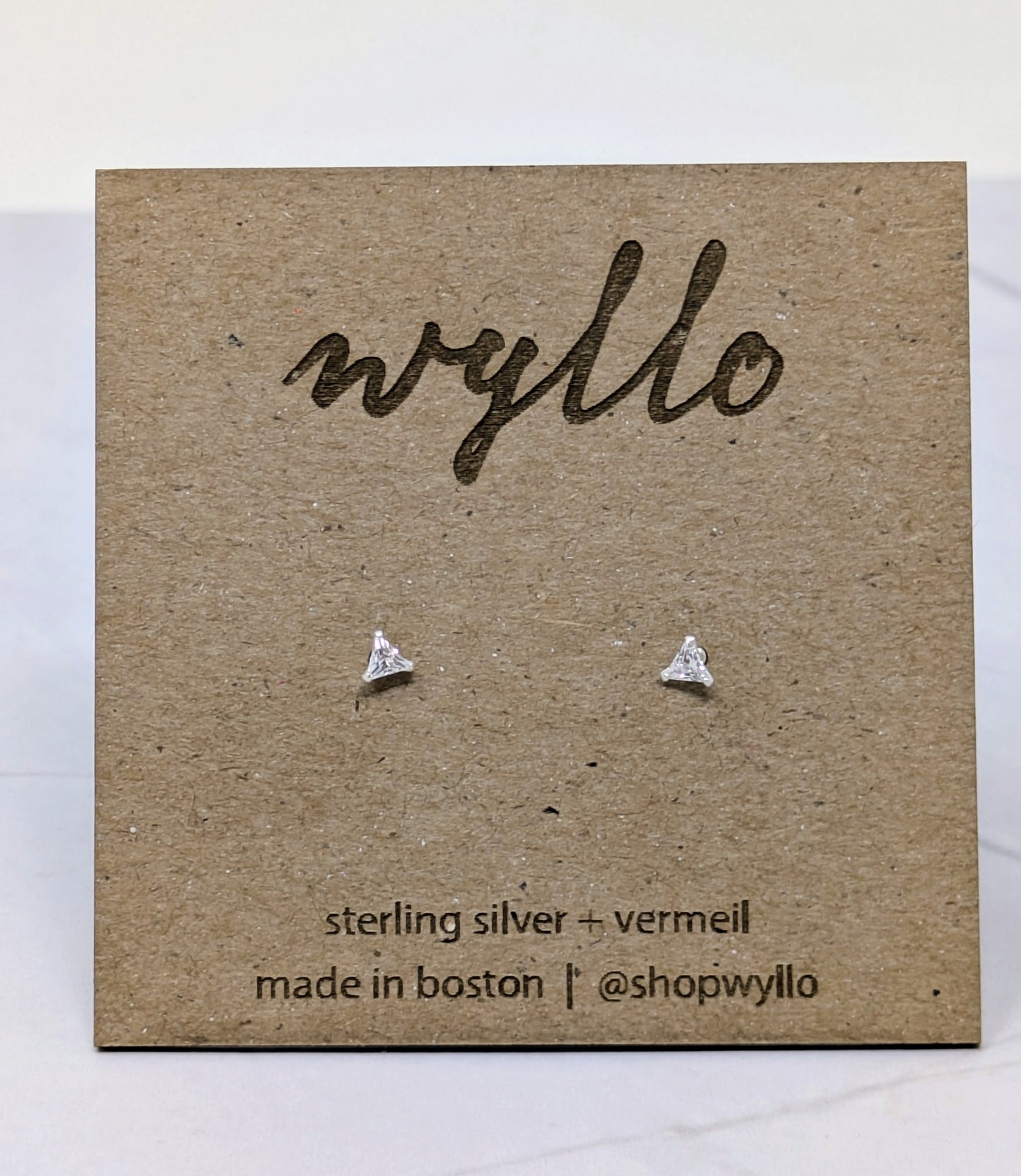 Silver CZ Triangle Studs