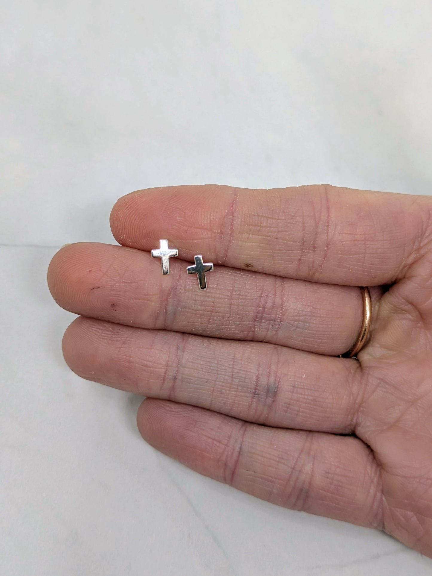 Sterling Silver Cross Studs
