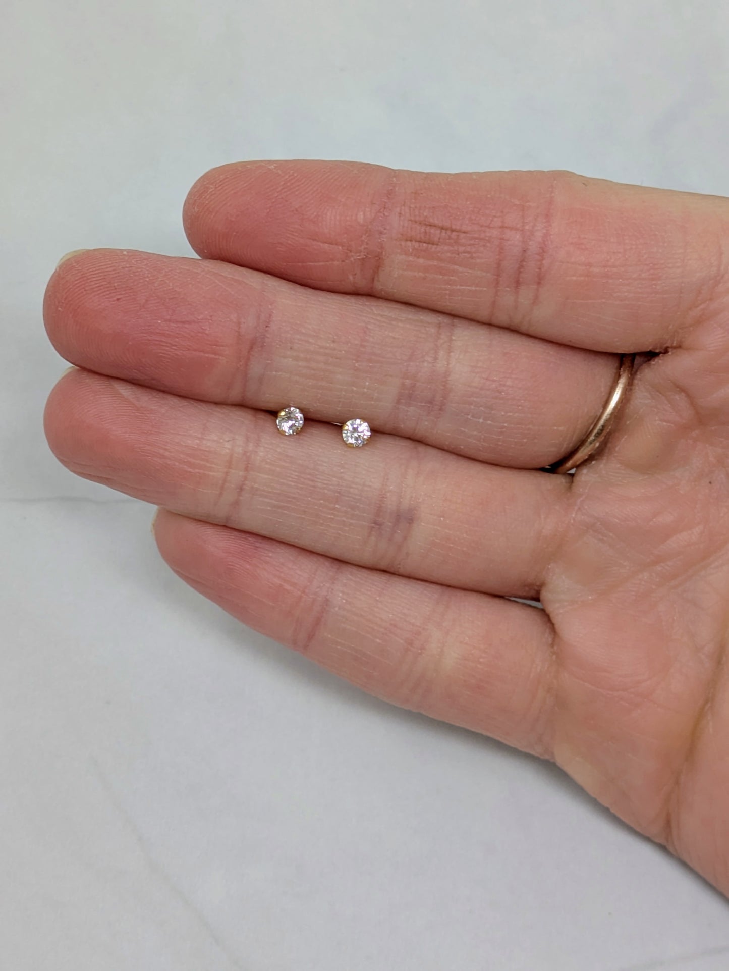 Yellow Gold 3mm CZ Studs