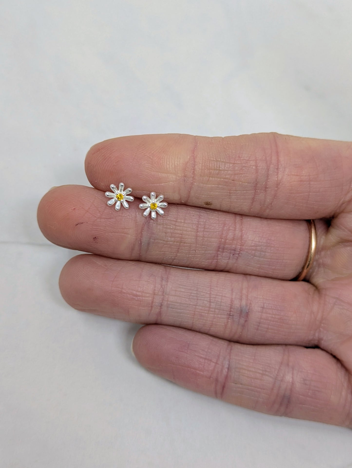 Sterling Silver Daisy CZ Studs