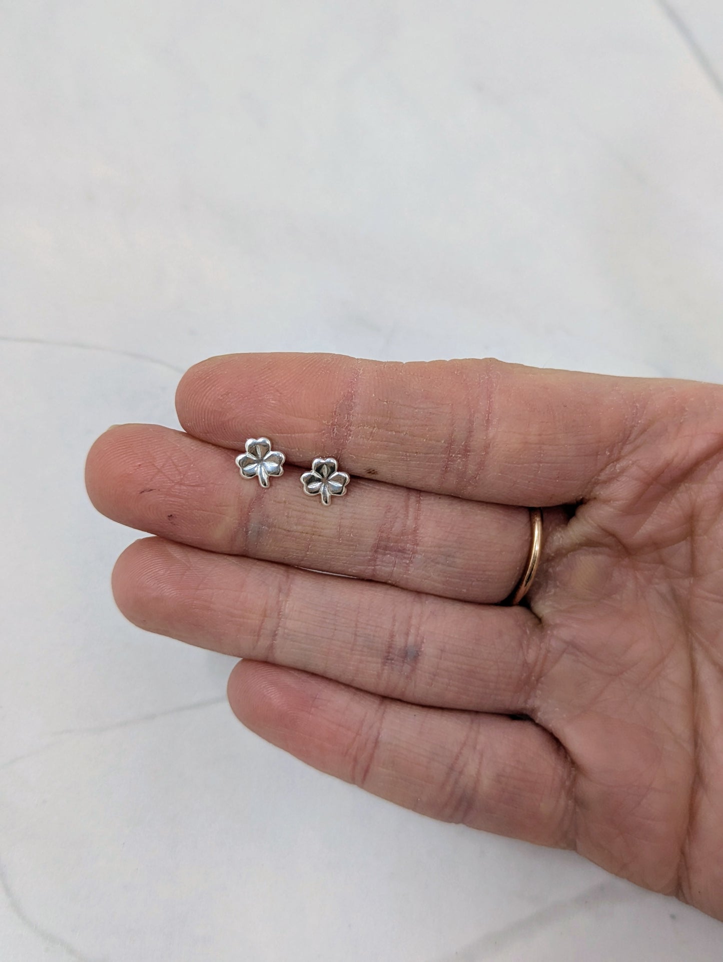 Silver Four Leaf Clover Studs