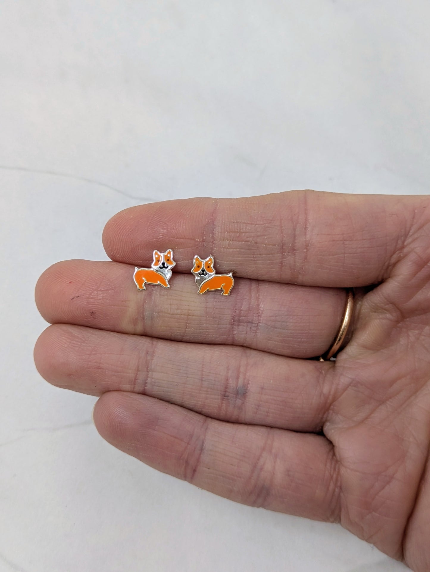 Sterling Silver Corgi Studs